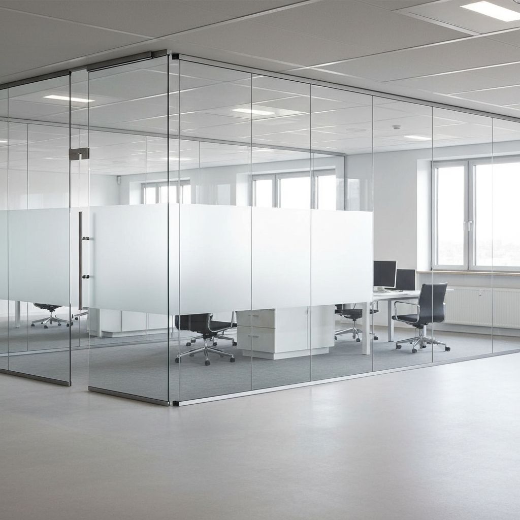 Smart Film glass partition in modern office environment